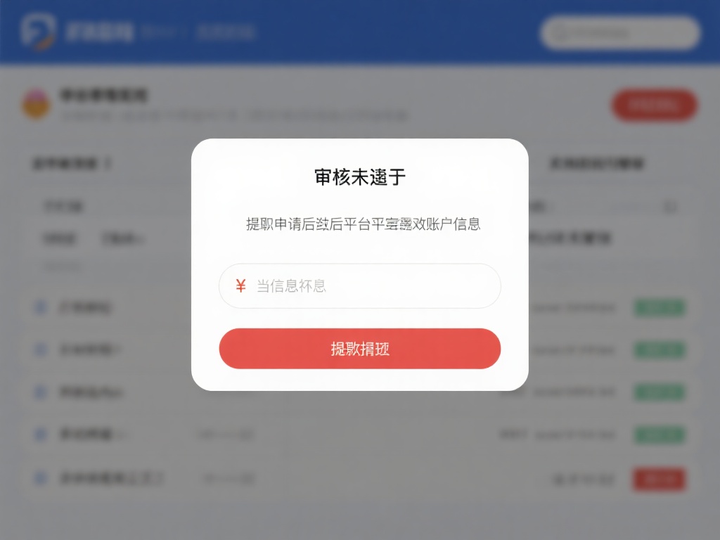 审核未通过：提现申请提交后，平台需对账户信息及交易